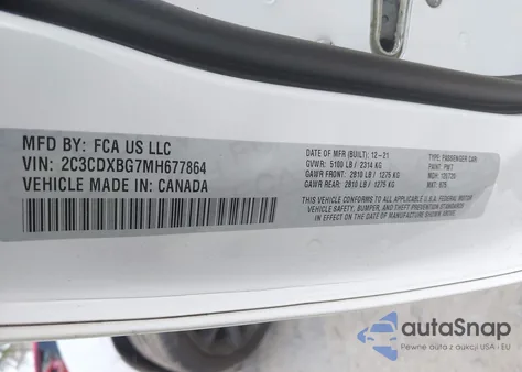 2021 Dodge Charger Sxt Rwd z USA, uszkodzony, nr VIN 2C3CDXBG7MH677864